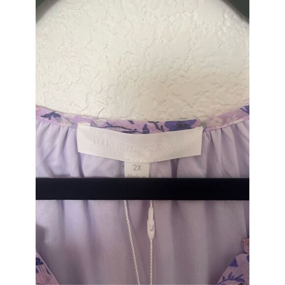 ADYSON PARKER Floral Tiered Puff Long Sleeve Dress In Strawberry Cream Combo NEW - Picture 5 of 8